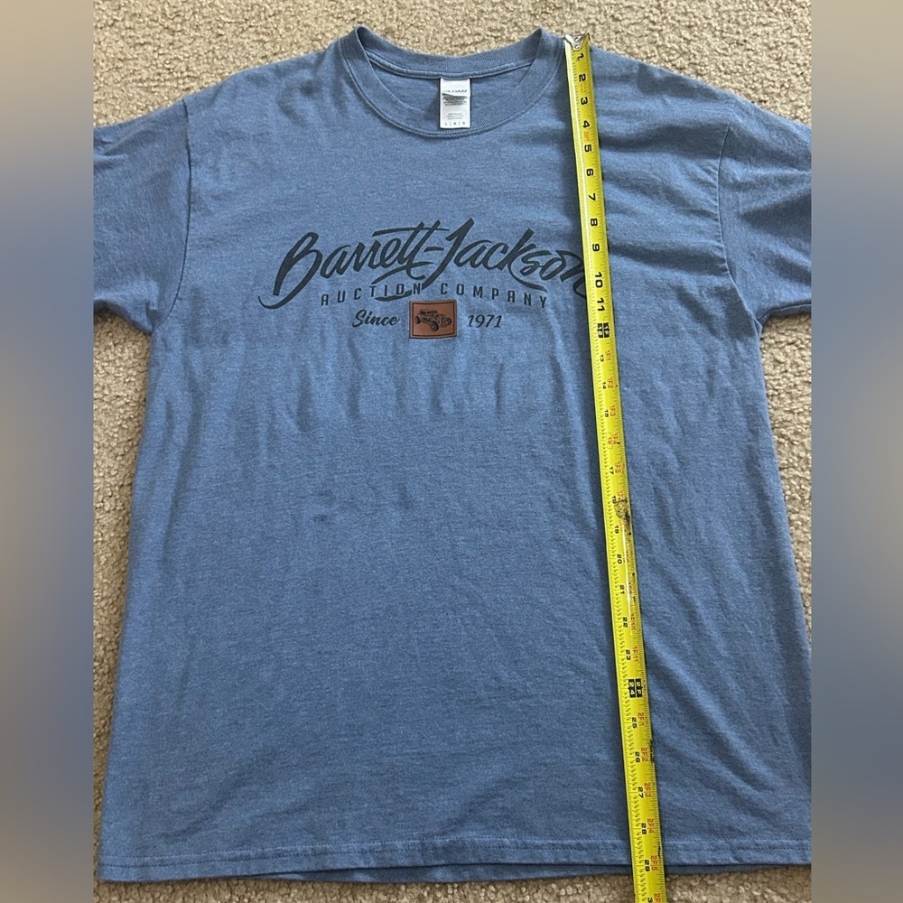 Barret Jackson Auction Company Size Large Blue Short Sleeve Gildan Tag T-Shirt - Picture 6 of 7